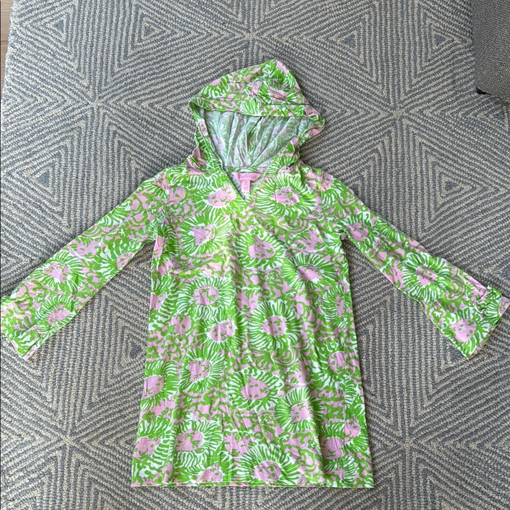 Lilly Pulitzer Green and Pink Bell Sleeve Sundress